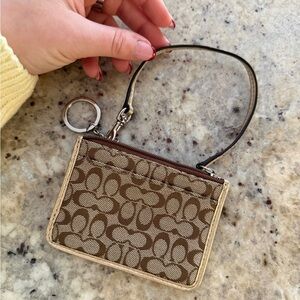 Brown and Cream Wristlet with Key Ring